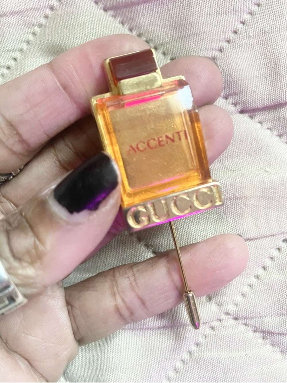 Vintage Gucci Accenti Gold Plated Brooch Pin Collectible